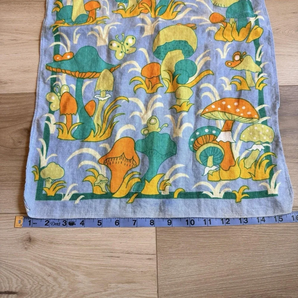 Groovy 70's Mushroom Linen Scarf/tea Towel 16x27